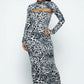 Mock Neck Long Sleeve Thumb In Top With Tube Top Long Dress Set