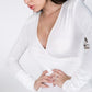 Long Sleeve Shirred Detail Surplice Bodysuit