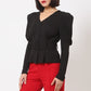 Puff Shoulder Buckle Belt Jacket