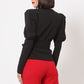 Puff Shoulder Buckle Belt Jacket