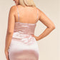 Plus Size Satin Asymmetrical Sleeveless Fitted Side Slit Detail Cocktail Mini Dress