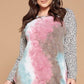 Plus Size French Terry Tie Dye Casual Color Block Top