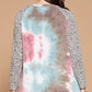 Plus Size French Terry Tie Dye Casual Color Block Top