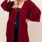 Plus Size Solid Hacci Brush Open Front Long Cardigan With Bell Sleeves