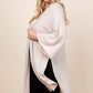 Plus Size Solid Hacci Brush Open Front Long Cardigan With Bell Sleeves