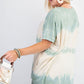 Short Sleeves Wave Washed Sheer Rayon Knit Top