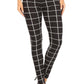 Plaid High Waisted Leggings With Elastic Waist And Skinny Fit