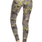 5-inch Long Yoga Style Banded Lined Floral Printed Knit Legging With High Waist