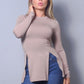 Sleek & Chic Fall Long Sleeve Slitted Top