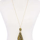 Checkered Pattern Fabric Tassel Necklace