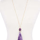Checkered Pattern Fabric Tassel Necklace