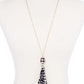 Checkered Pattern Fabric Tassel Necklace