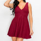V-neck Back Cutout Skater Dress