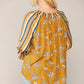Print Mixed Peasant Smocked Top