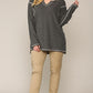 Two-tone Ribbed Tunic Top With Side Slits