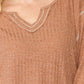 Two-tone Ribbed Tunic Top With Side Slits