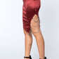 Jewel Strap Satin Midi Skirt