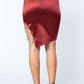 Jewel Strap Satin Midi Skirt