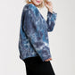 French Terry Tie-dye Raglan Long Sleeve Top With Raw Hem