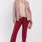 Plus Checkered Houndstooth Pattern Front Zipper Closure Jacket