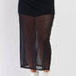 Plus Black High Waisted Sheer Mesh Underskirt Midi Skirt
