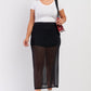 Plus Black High Waisted Sheer Mesh Underskirt Midi Skirt
