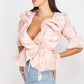 Surplice Short Sleeve Ruffle Top