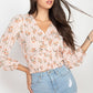 Floral Shadow Stripe V-neck Top