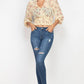 Floral Shadow Stripe V-neck Top