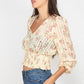Floral Shadow Stripe V-neck Top