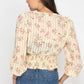 Floral Shadow Stripe V-neck Top