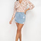 Floral Shadow Stripe V-neck Top