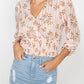 Floral Shadow Stripe V-neck Top