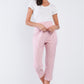 Red & White Striped High Waist Scalloped Hem Summer Capri Pants
