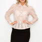 Organza Pleated Long Sleeve Blouse