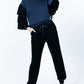 Tiered Velvet Ruffle Sleeve Pullover Crewneck Top