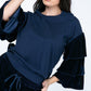 Tiered Velvet Ruffle Sleeve Pullover Crewneck Top