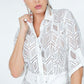 Belted Hi Low Placket Lace Shirt Dress