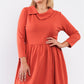 Plus Pleated Preppy Fit & Flare Long Sleeve Asymmetrical Peter Pan Collar Mini Dress