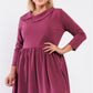Plus Pleated Preppy Fit & Flare Long Sleeve Asymmetrical Peter Pan Collar Mini Dress