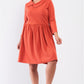 Plus Pleated Preppy Fit & Flare Long Sleeve Asymmetrical Peter Pan Collar Mini Dress