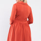 Plus Pleated Preppy Fit & Flare Long Sleeve Asymmetrical Peter Pan Collar Mini Dress