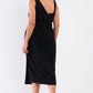 Plus Sleeveless Asymmetrical Shoulder Front Slit Detail Belted Dress