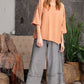 3/4 Slvs Mineral Washed Terry Knit Boxy Top