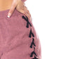 Color Contrast Lace Up Side Shorts Set
