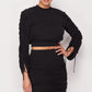 Ruched Long Sleeve And Skirt Set