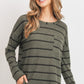 Striped Front Pocket Round Collar