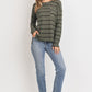 Striped Front Pocket Round Collar