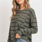 Striped Front Pocket Round Collar