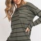 Striped Front Pocket Round Collar